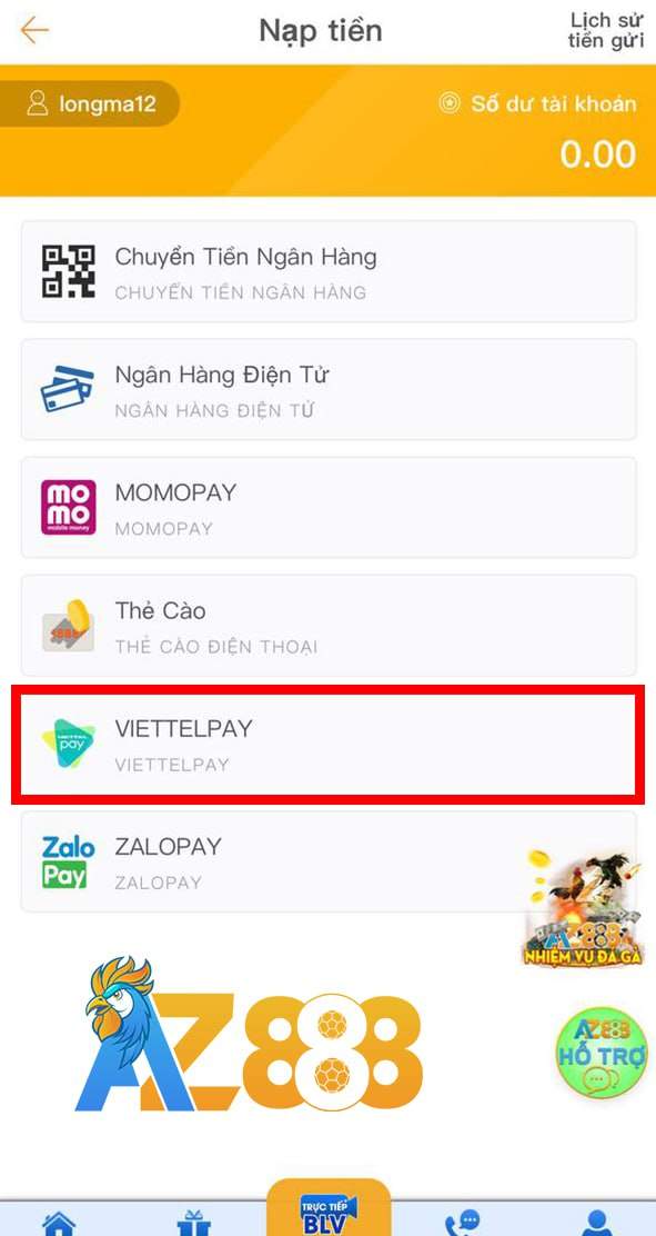 Chọn vào ô VIETTELPAY Chọn vào ô VIETTELPAY