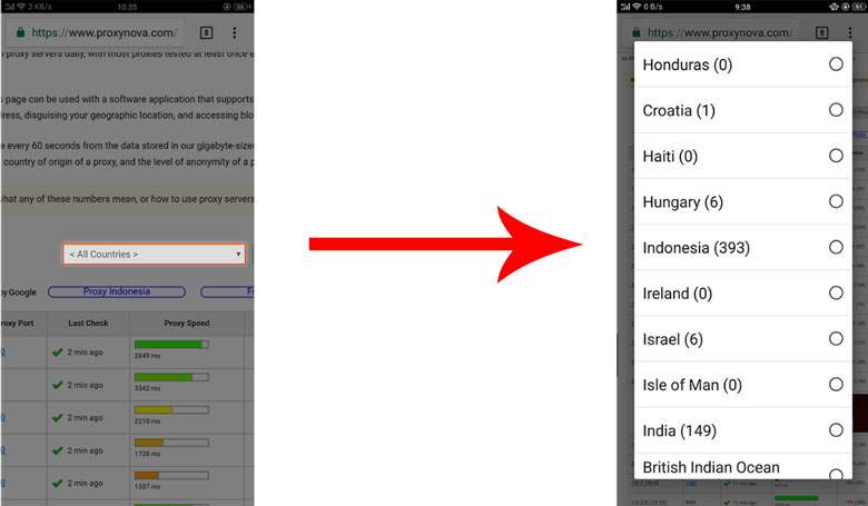 Tại phần All Countries, bạn chọn quốc gia mà bạn muốn chuyển địa chỉ IP sang Tại phần All Countries, bạn chọn quốc gia mà bạn muốn chuyển địa chỉ IP sang