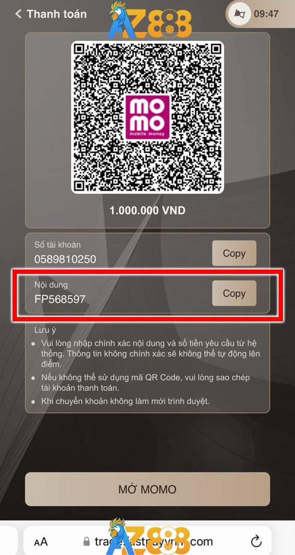 Thực hiện chuyển khoản đúng nội dung Thực hiện chuyển khoản đúng nội dung