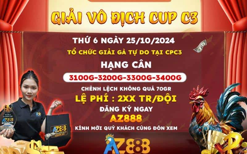 Thông báo giải vô địch cup lần 3 tại CPC3 ngày 25/10/2024 Thông báo giải vô địch cup lần 3 tại CPC3 ngày 25/10/2024